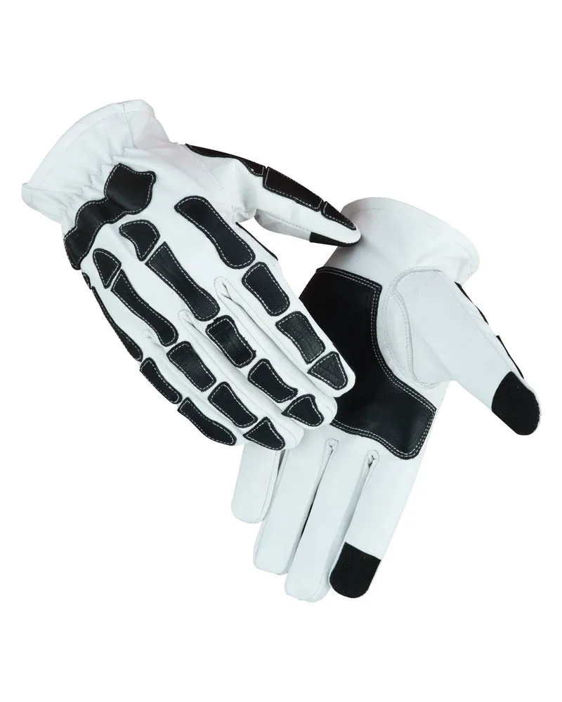 Glove Grace White and Black Skeleton Hand Riding Glove