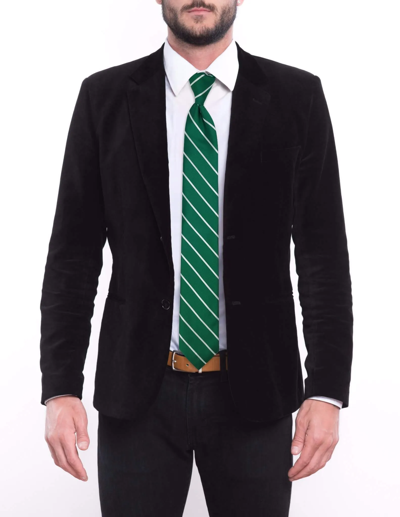 Green Silver Striped Tie