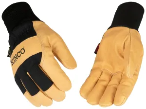 Heatkeep 1928 KW-M Gloves, Men's, M, Angled Wing Thumb, Elastic Knit Wrist Cuff, Black/Golden/Yellow :PR: QUANTITY: 1