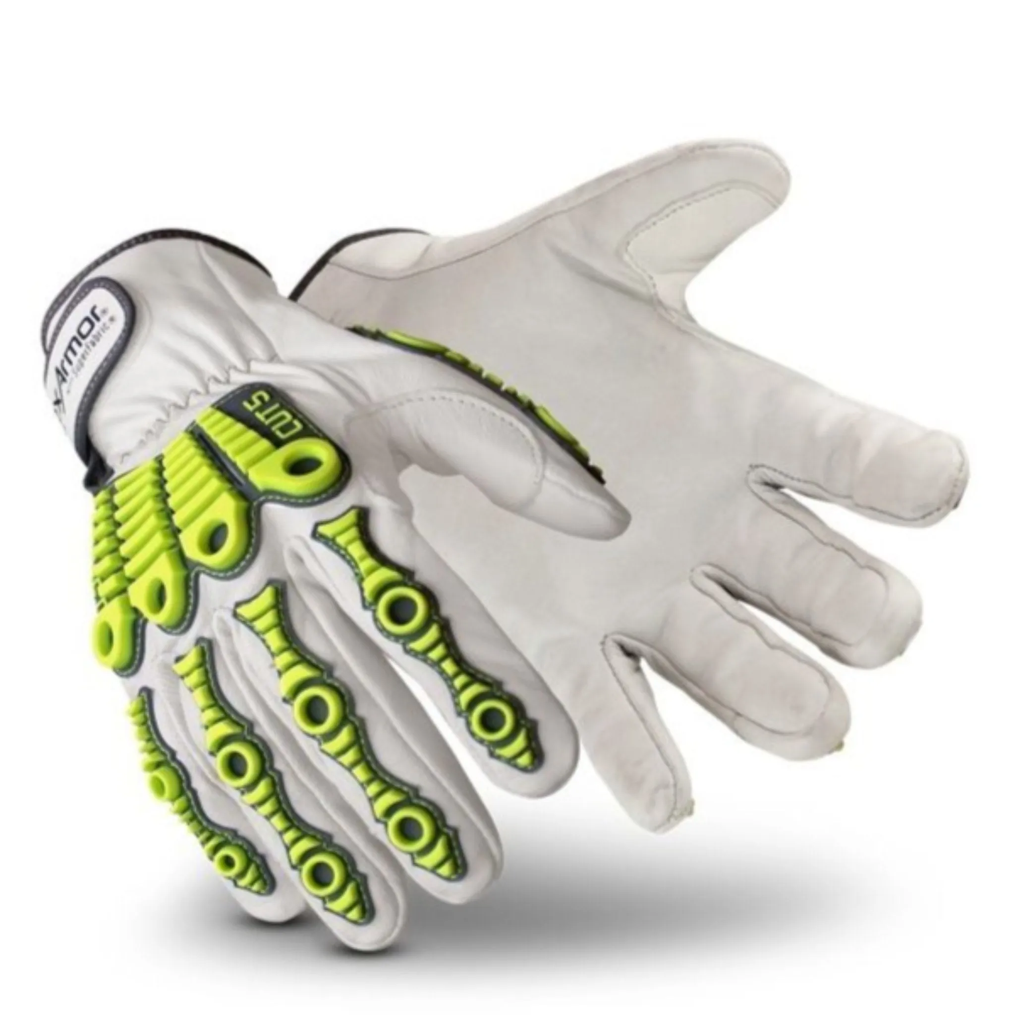 HexArmor Leather Impact 4080 Work Gloves White Color - 1 Pair