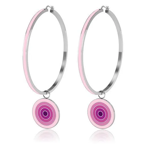 IP Light Black (IP Gun) Stainless Steel Earrings with Synthetic Pearl in Rose for Women Rose Stone Color Style TK2710