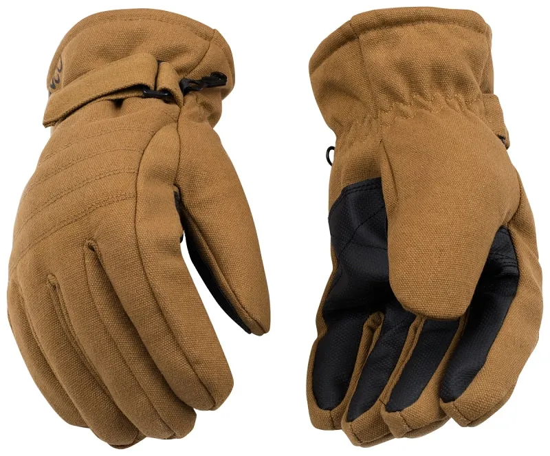 Kinco 1170-L Ski Gloves, L, Wing Thumb, Hook-and-Loop Cuff, Canvas, Brown :PR: QUANTITY: 1