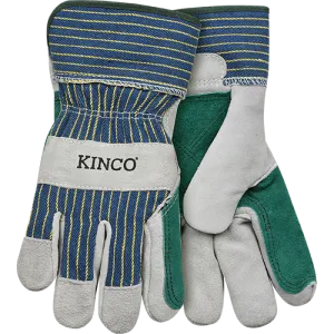 Kinco Suede Cowhide With Double-Palm & Safety Cuff Large, Gray