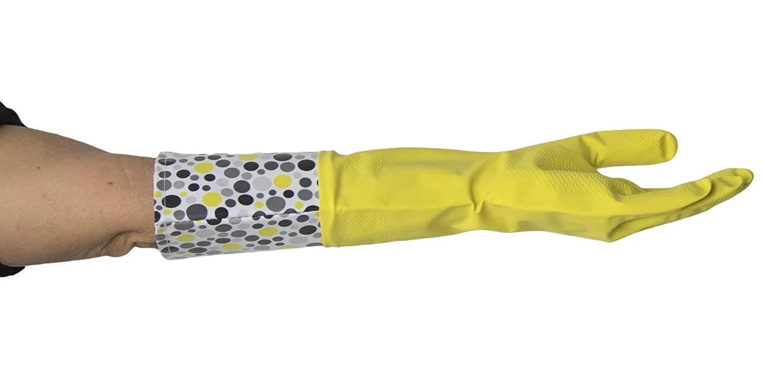 Krumbs Kitchen Rubber Gloves In Yellow Dots