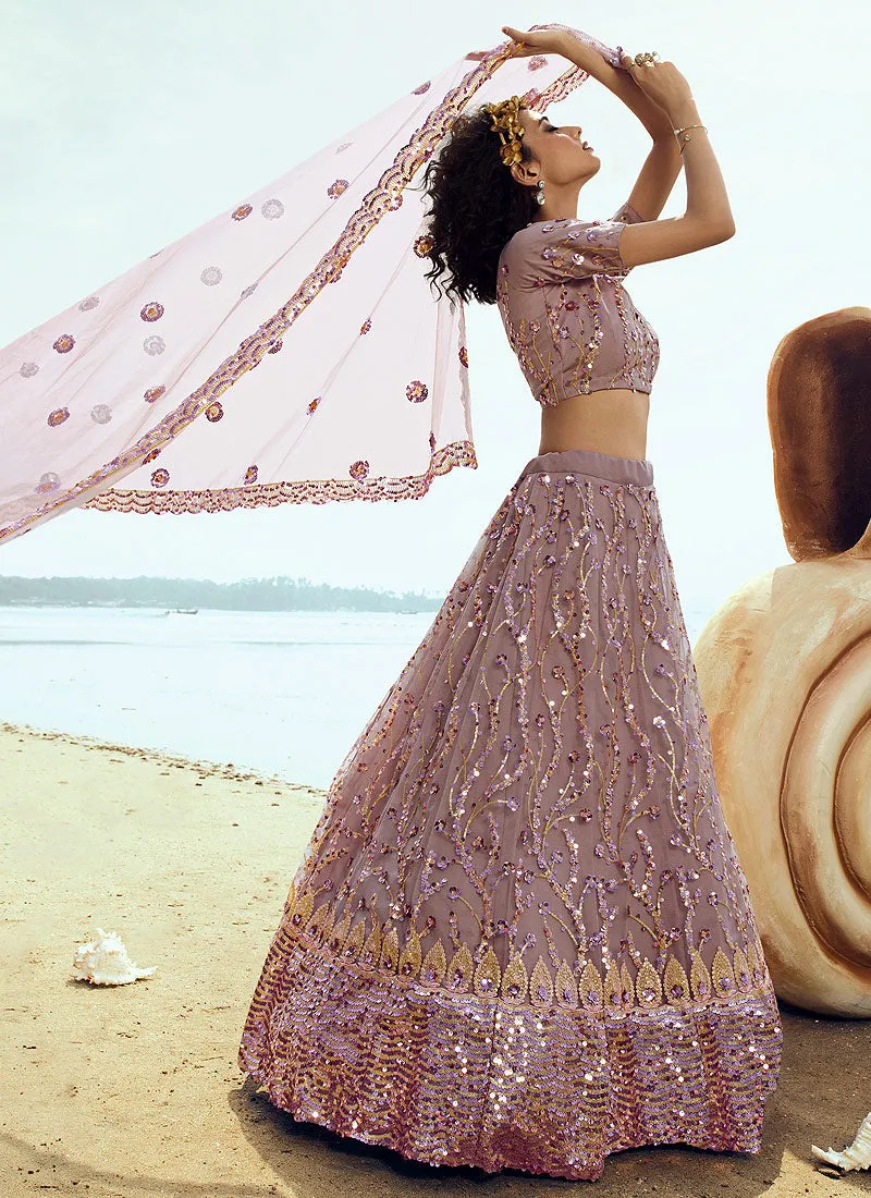 Light Purple Sequence Embroidered Lehenga Choli