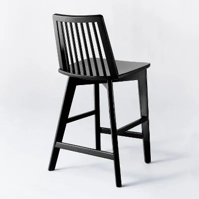 Linden Modified Windsor Wood Counter Height Barstool Black - Threshold designed with Studio McGee