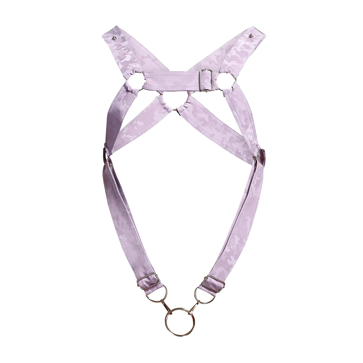 Male Basics Dngeon Leather Cross Penis Ring Harness Lila Camo One Size