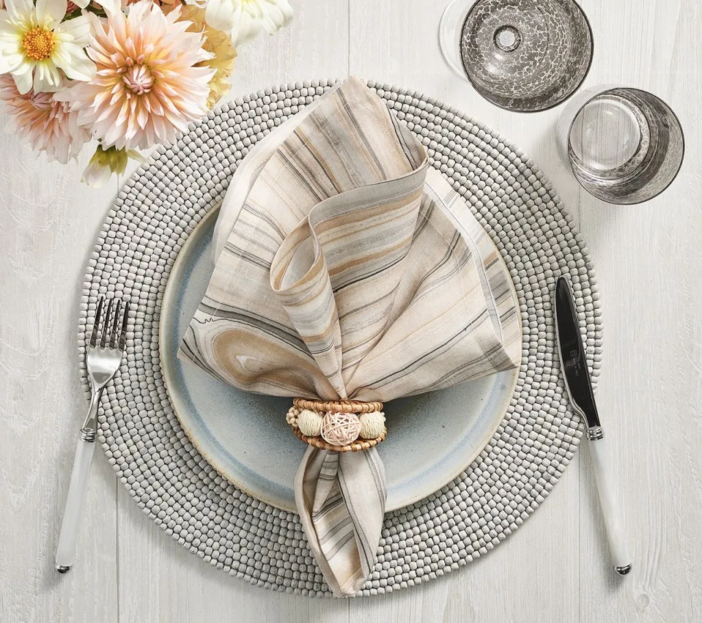 Marbled Napkin in Beige, Taupe & Gray, Set of 4