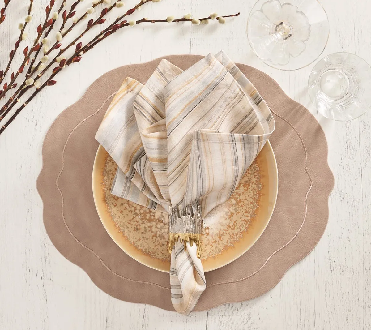 Marbled Napkin in Beige, Taupe & Gray, Set of 4