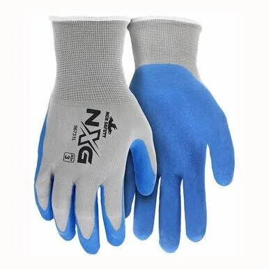 MCR NXG Work Glove, Gray Shell Blue Foam Latex 13 Gauge