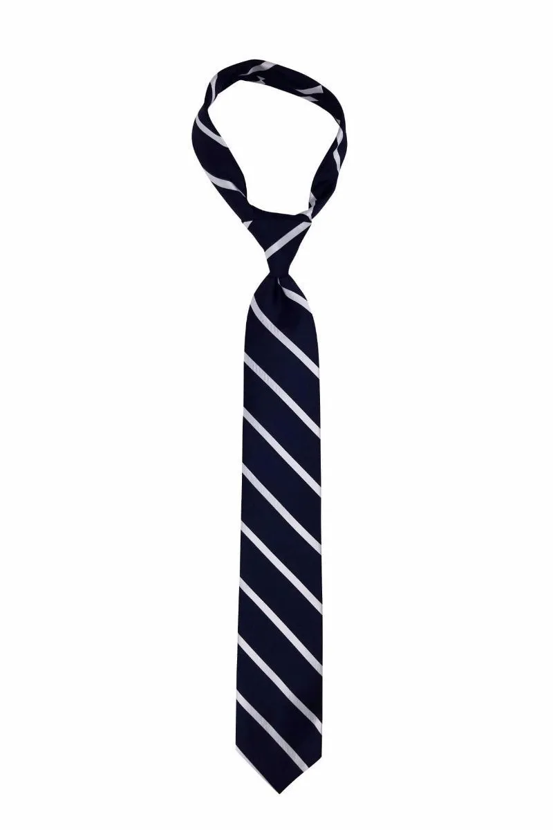 Navy White Striped Tie