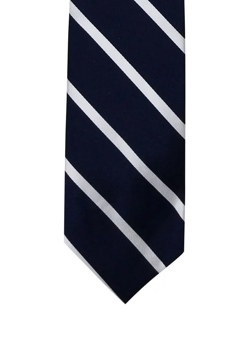 Navy White Striped Tie