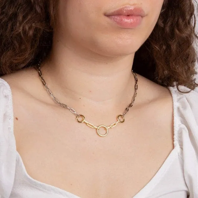 Open Circle Chain Link Necklace Yellow Gold Necklace N4505