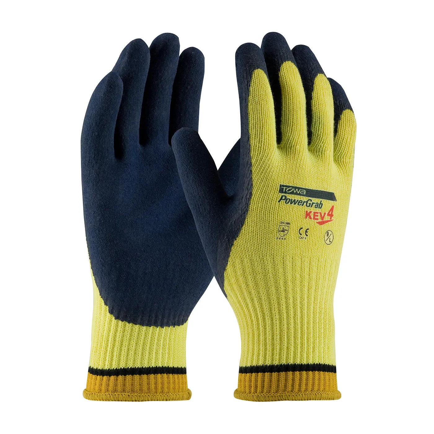 PIP 09-K1444 PowerGrab KEV4 Seamless Knit Kevlar with Latex Coated MicroFinish Grip Safety Glove (One Dozen)