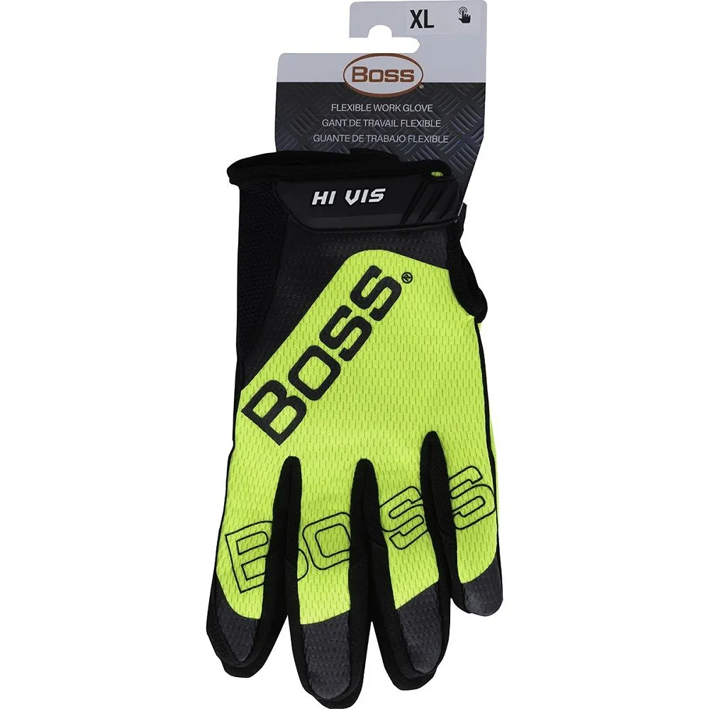 PIP Boss 120-MV1230T Synthetic Microfiber Palm with Hi-Vis Mesh Fabric Back Glove, 1 Pair