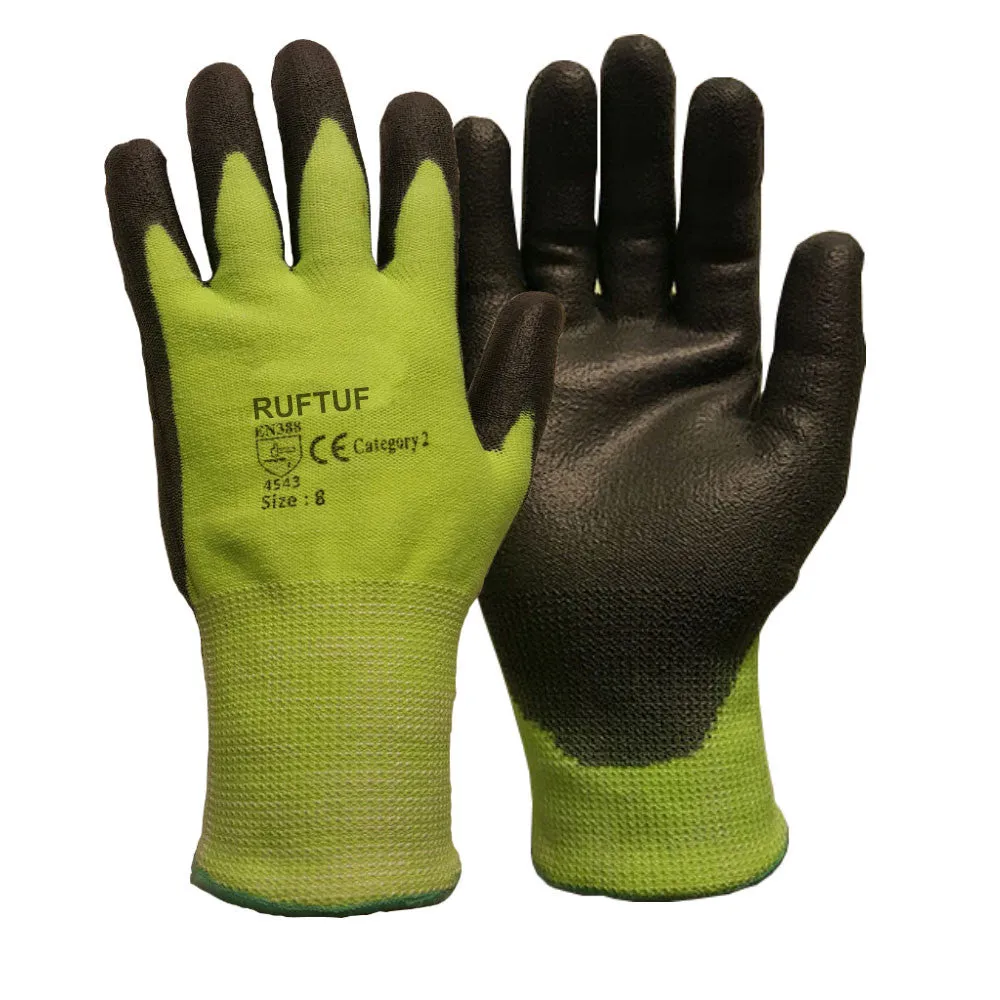 Premium Cut 5 Green Nylon PU Coated Cut Resistant Work Glove