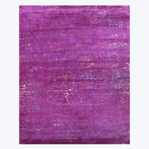 Purple Sabideh Nu Vibrant Tibetan Modern Silk Rug - 8' x 10'