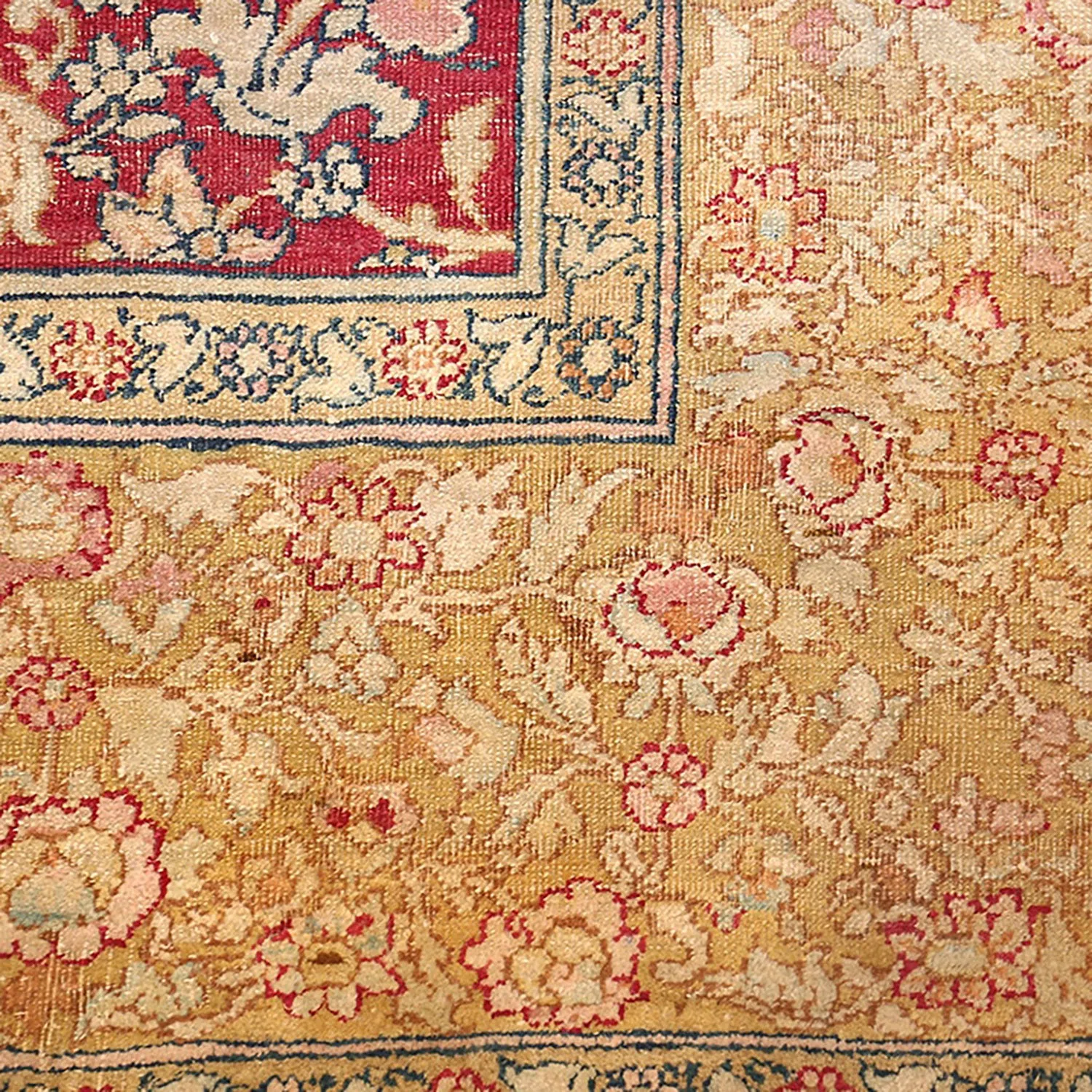 Red & Yellow Antique Indian Agra Rug - 5' x 7'7"