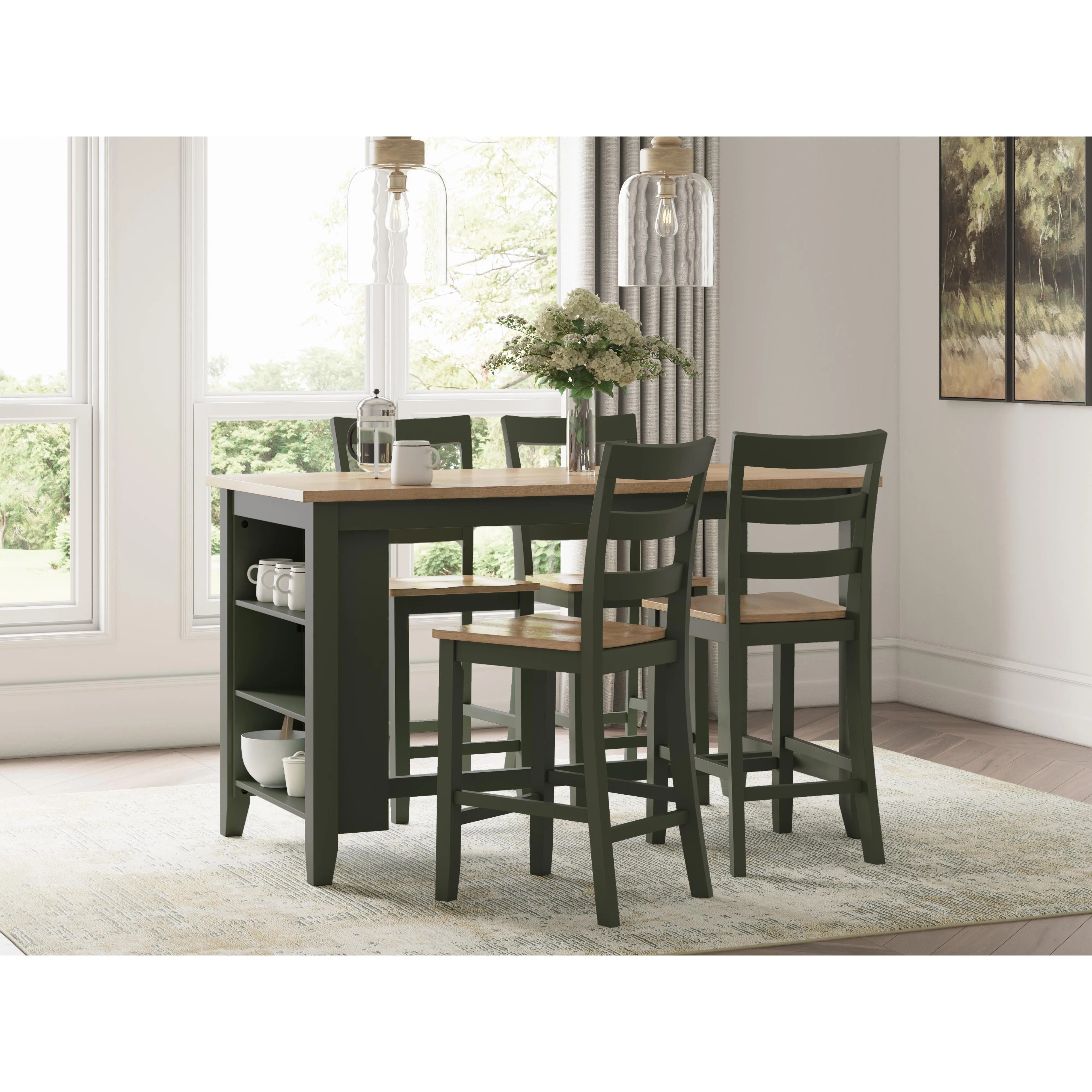 Signature Design by Ashley Gesthaven Counter Height Dining Table with Trestle Base D401-13