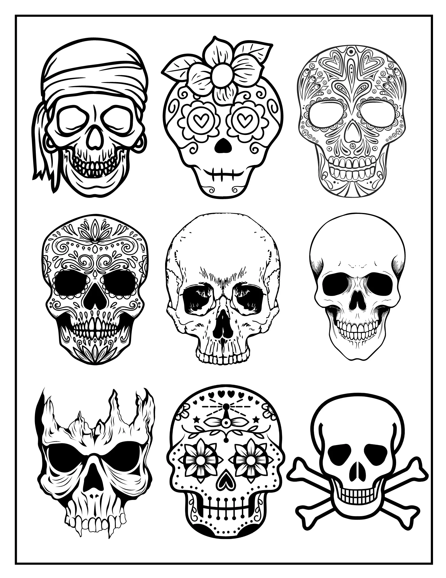 Skulltastic Colors: Printable Skull-Themed Coloring Book for Adults