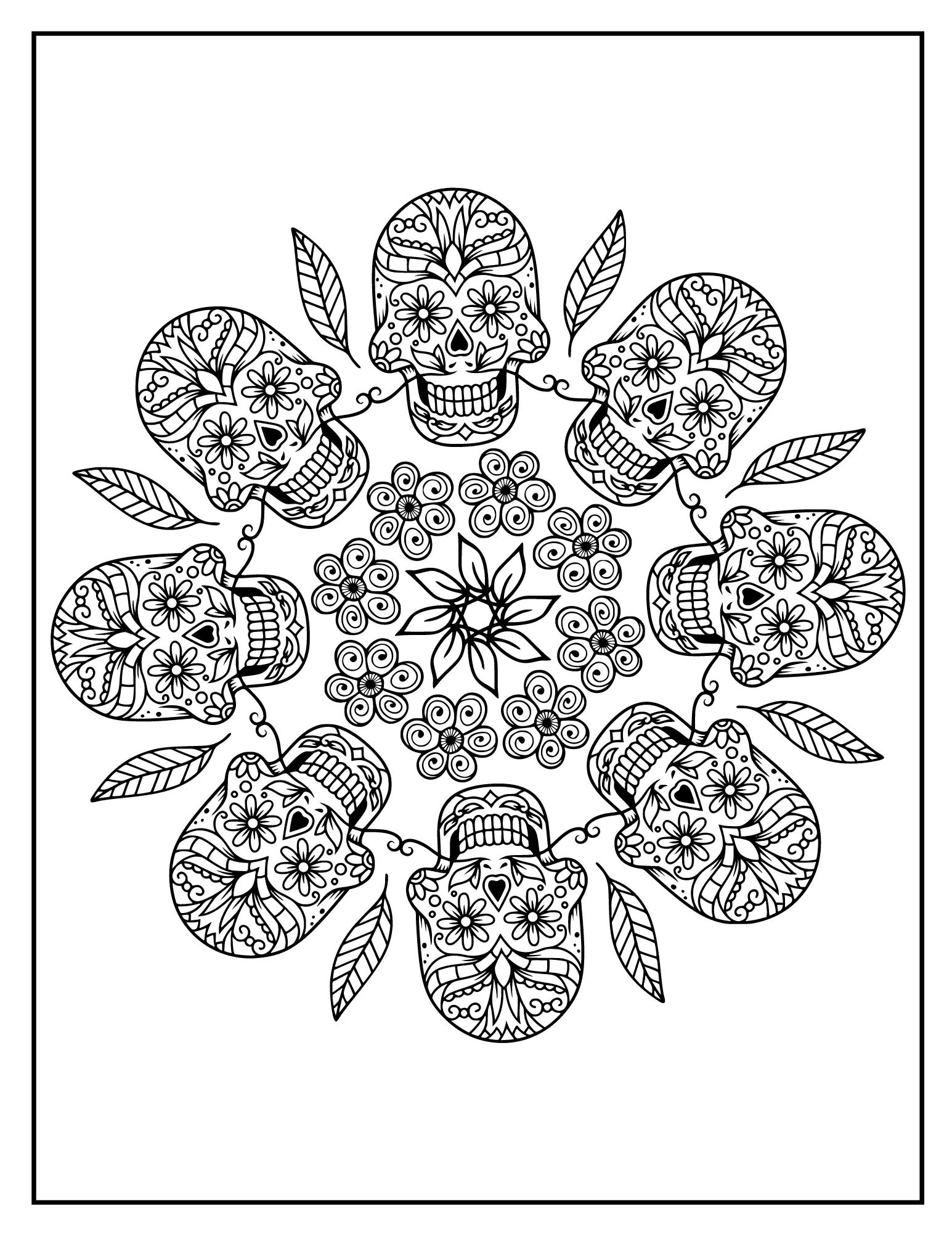 Skulltastic Colors: Printable Skull-Themed Coloring Book for Adults