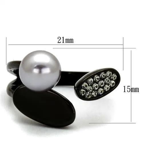 Stainless Steel Ring Synthetic Gray TK2493 for Women Style BlackIon