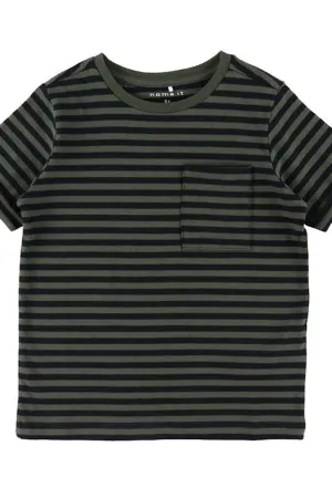 Striped t-shirt in organic cotton - Black