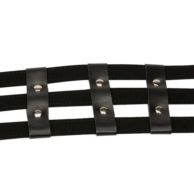 'The Triple Threat' Faux Leather Collar and Lead Ring