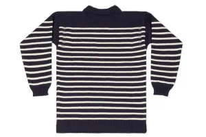 Traditional Guernsey Jumper In Navy & Cream Stripes