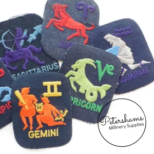 Vintage 1960s Denim Iron-On Zodiac Patches