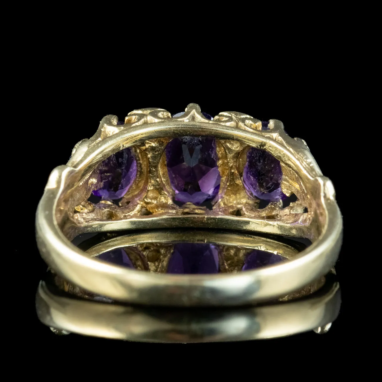 Vintage Amethyst Diamond Trilogy Ring 2ct Amethyst