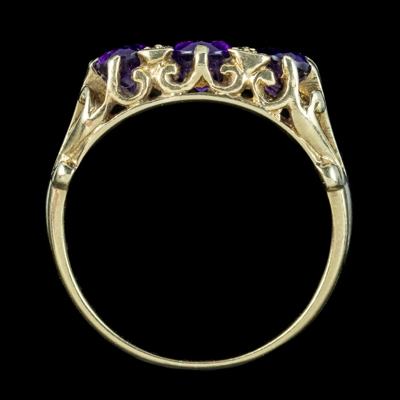 Vintage Amethyst Diamond Trilogy Ring 2ct Amethyst