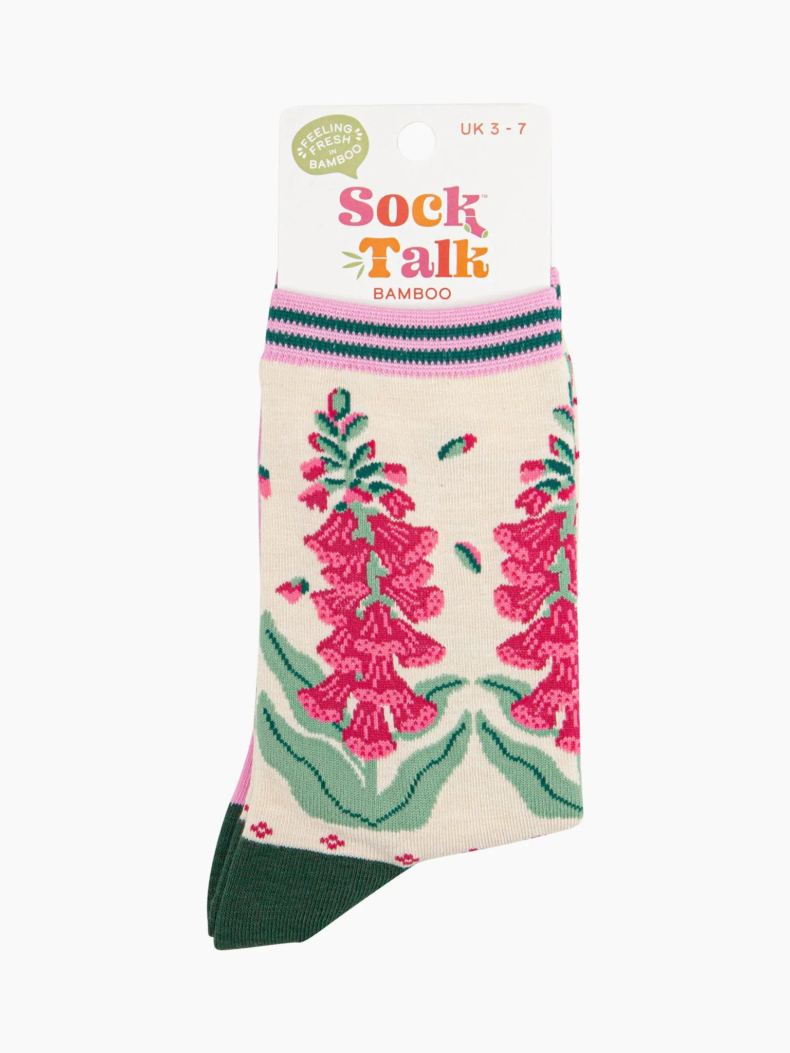 Women's Bamboo Socks - Cream, Foxgloves