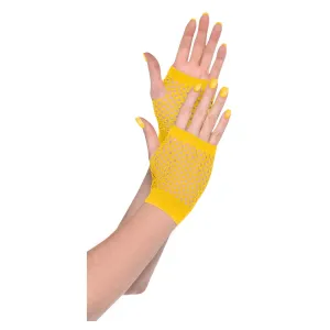 Yellow Fishnet Short Gloves | 1ct