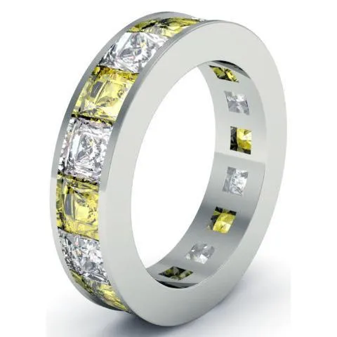 Yellow Sapphire and Diamond Eternity Anniversary Band